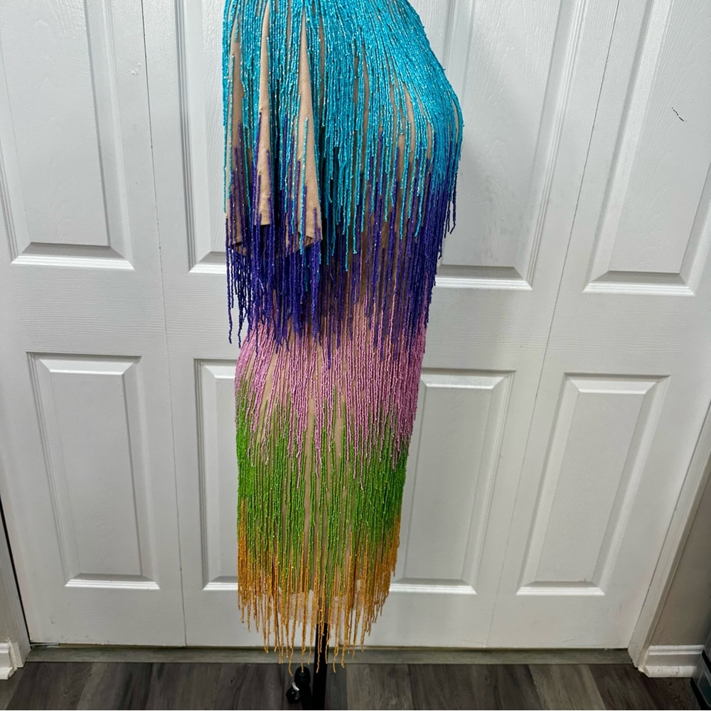 Nasty Gal Rainbow Tassel Fringe Shift Dress - Picture 6 of 11